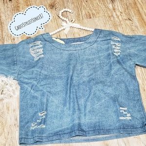 NWT Denim Boyfriend Style Half Sleeve T-shirt